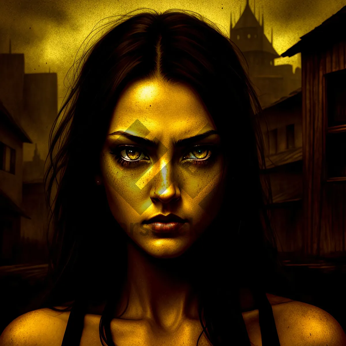 Picture of Stunning Brunette Model with Sensual Makeup and Dark Hair