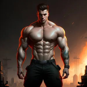 Muscular Male Athlete Posing in Studio