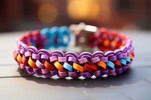 Colorful candy bangles on a textured surface