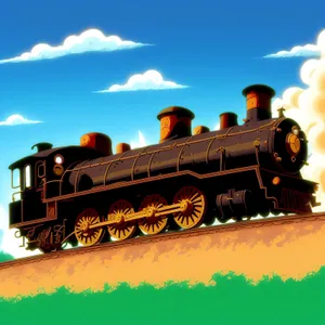 Vintage Steam Locomotive Chugging through the Sky