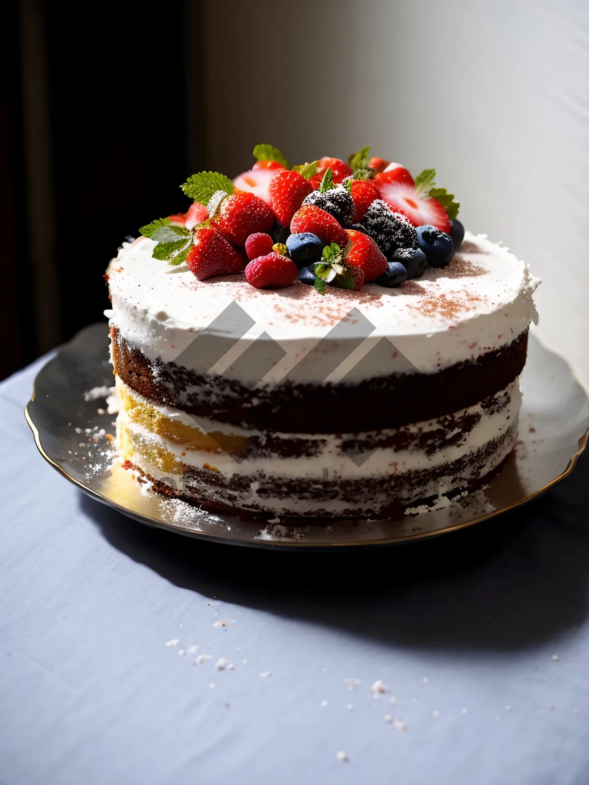 Picture of Delicious Berry Trifle with Chocolate Pastry and Mint