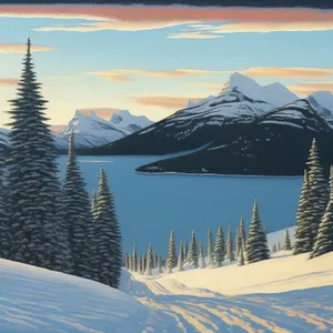 Winter Wonderland: Majestic Snowy Alps Landscape with Sunny Skies