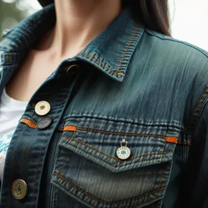 Stylish Denim Jacket with Person's Hand in Pocket