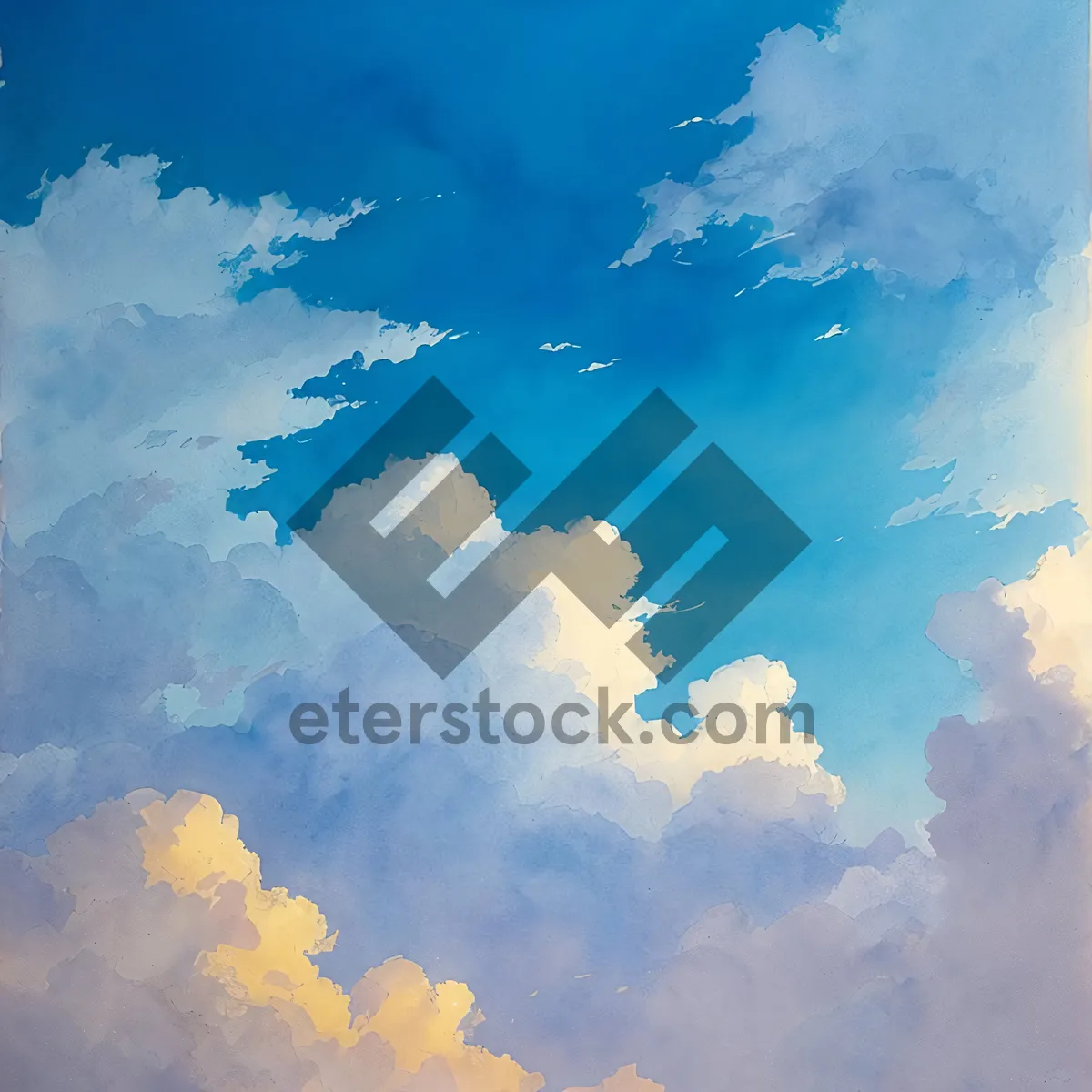 Picture of Vibrant Azure Sky with Fluffy Cumulus Clouds