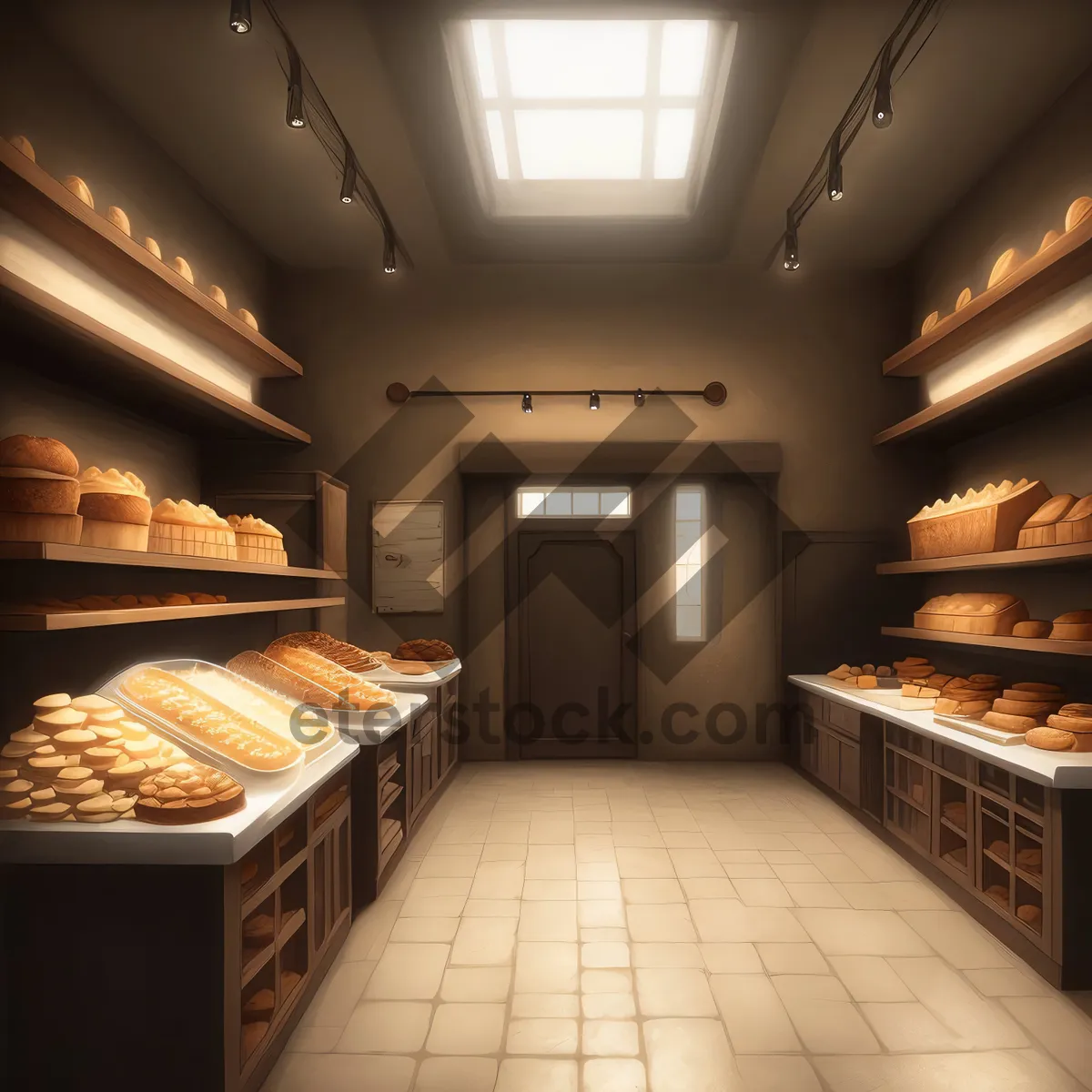 Picture of Modern Bakery Counter in Luxury Wood and Contemporary Design