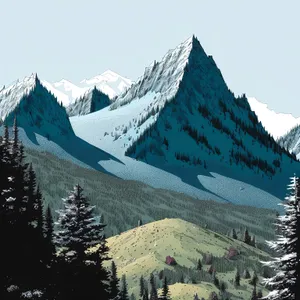 Majestic Alpine Mountain Range in Winter Wonderland