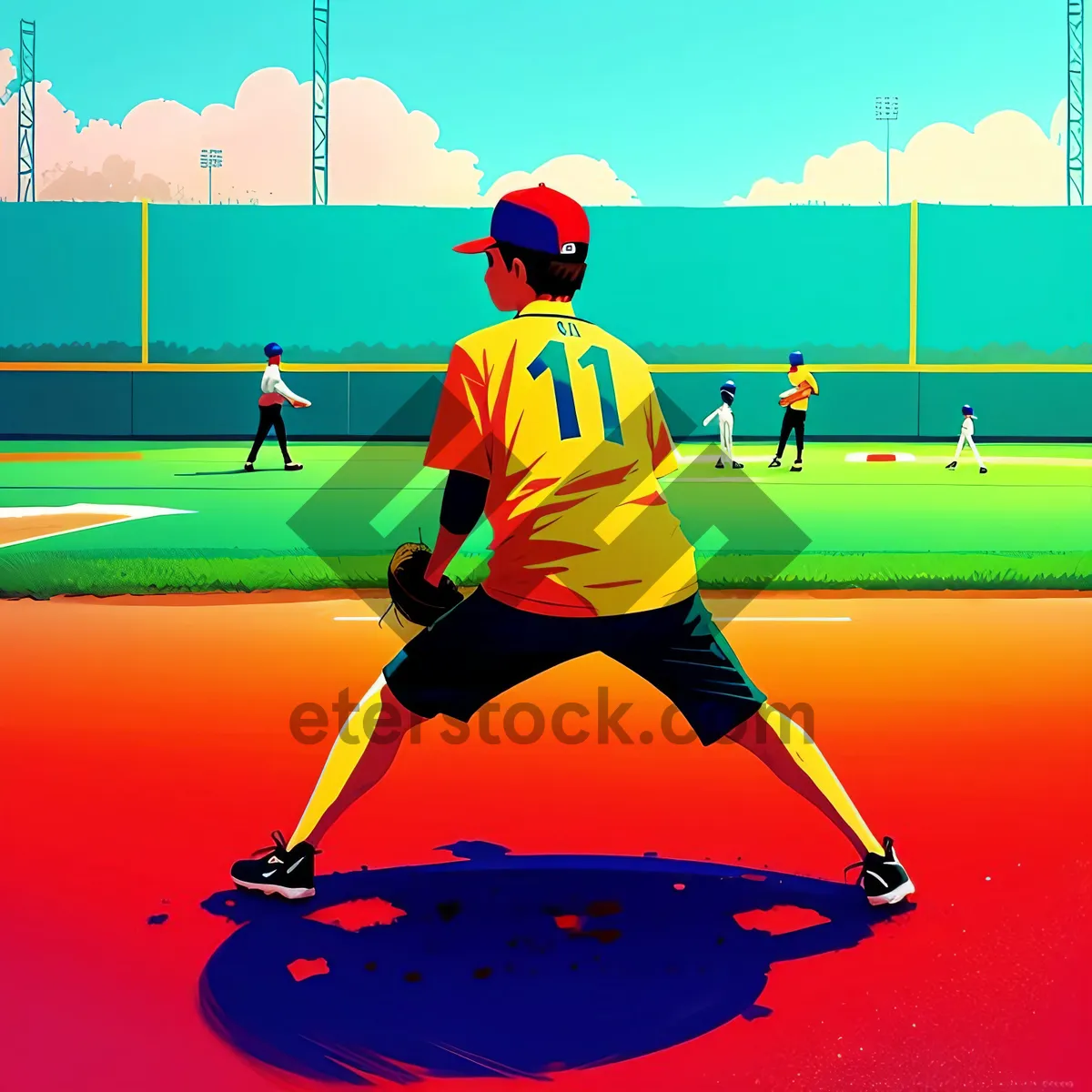 Picture of Active Ballplayer with Hockey Stick in Stadium Match