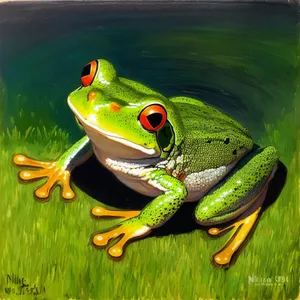 Orange-eyed Tree Frog in Abstraction of Nature