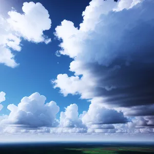 Fluffy Clouds Over Lush Spring Landscape