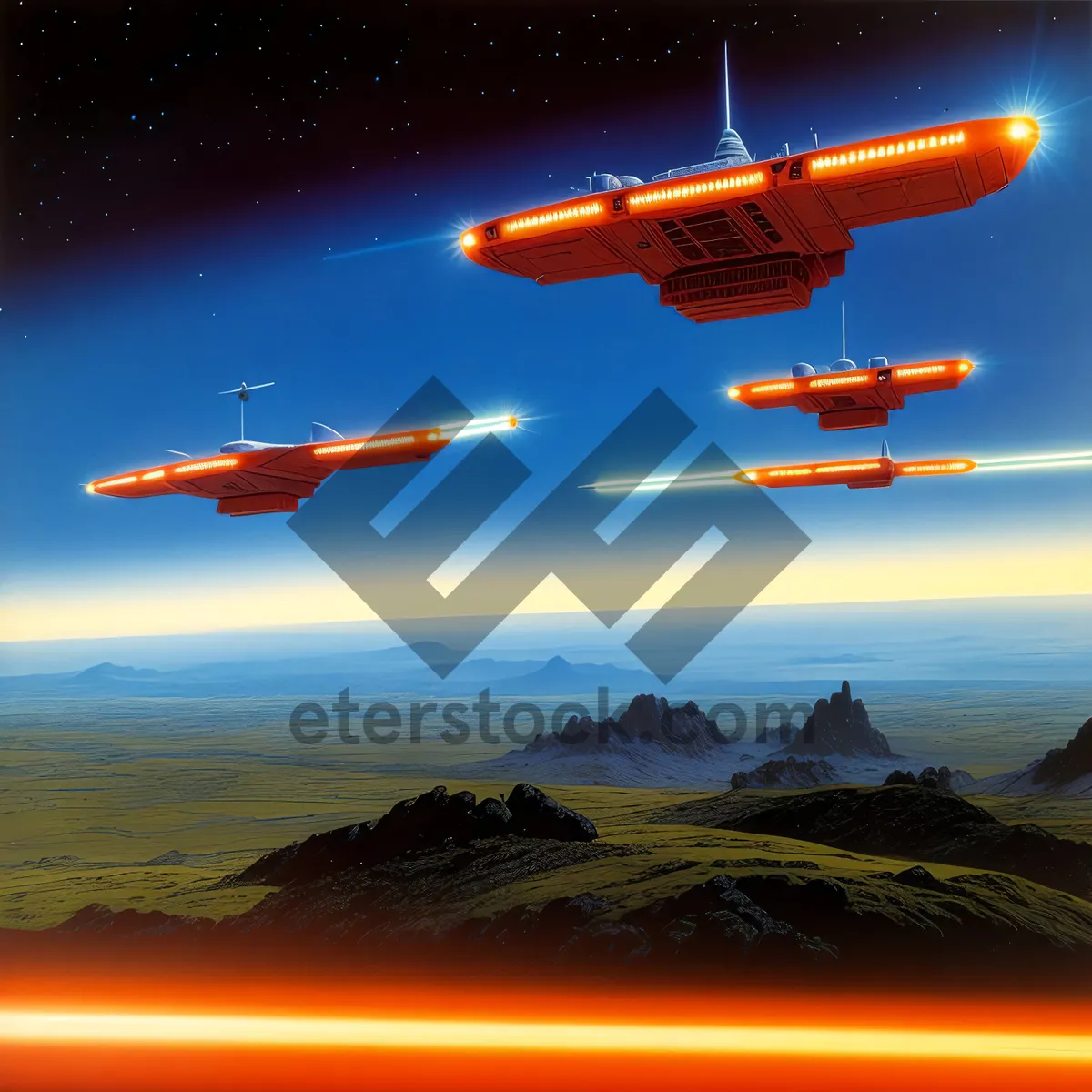 Picture of Sleek aircraft flying through clear skies