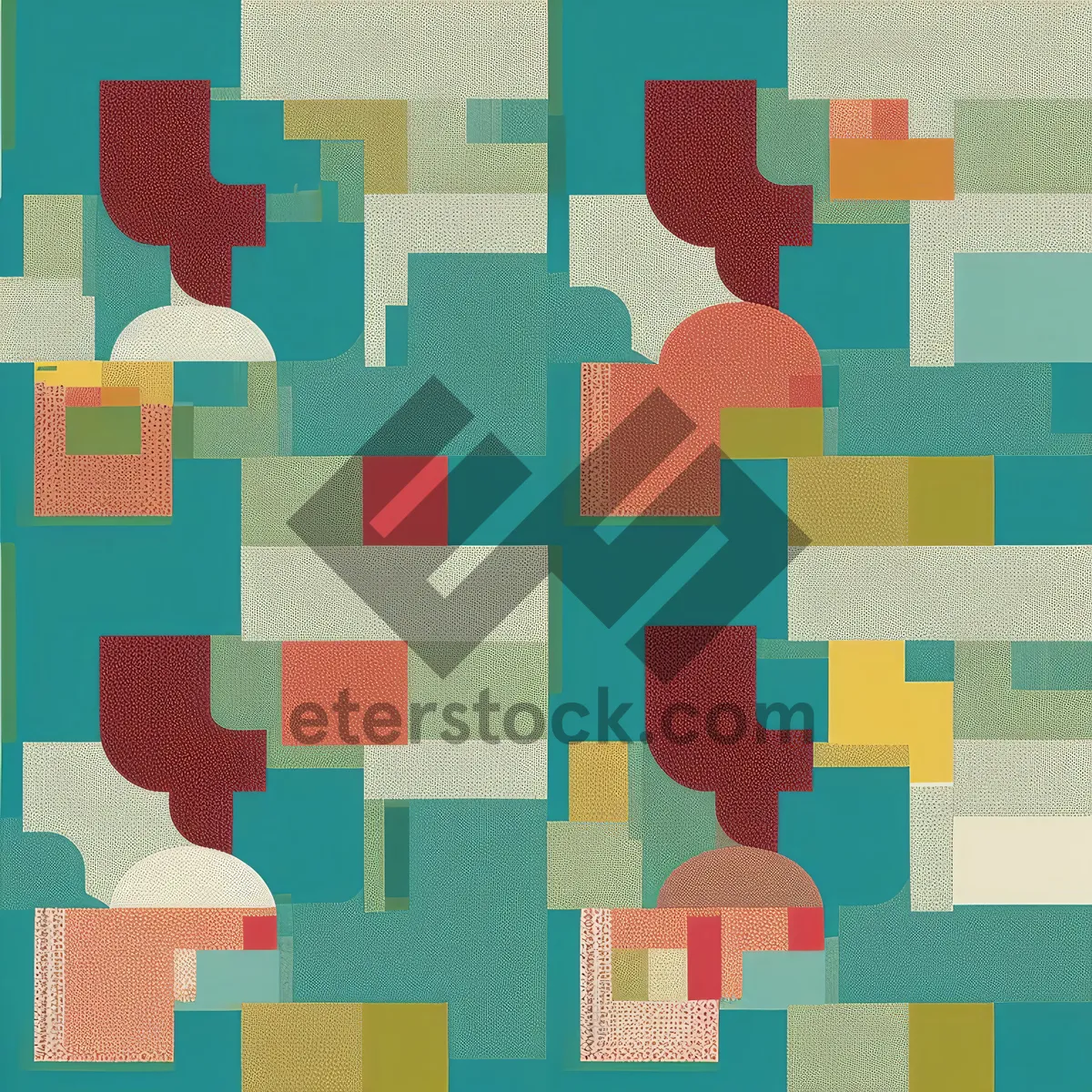 Picture of Colorful Retro Mosaic Tile Art Design Texture Shape