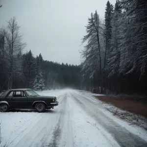 Winter Wonderland: Serene Snowy Forest Road