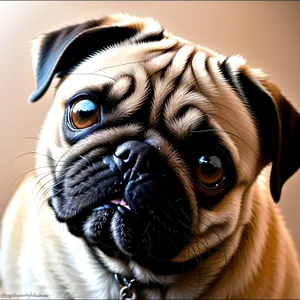 Cute Wrinkled Pug Puppy Portrait