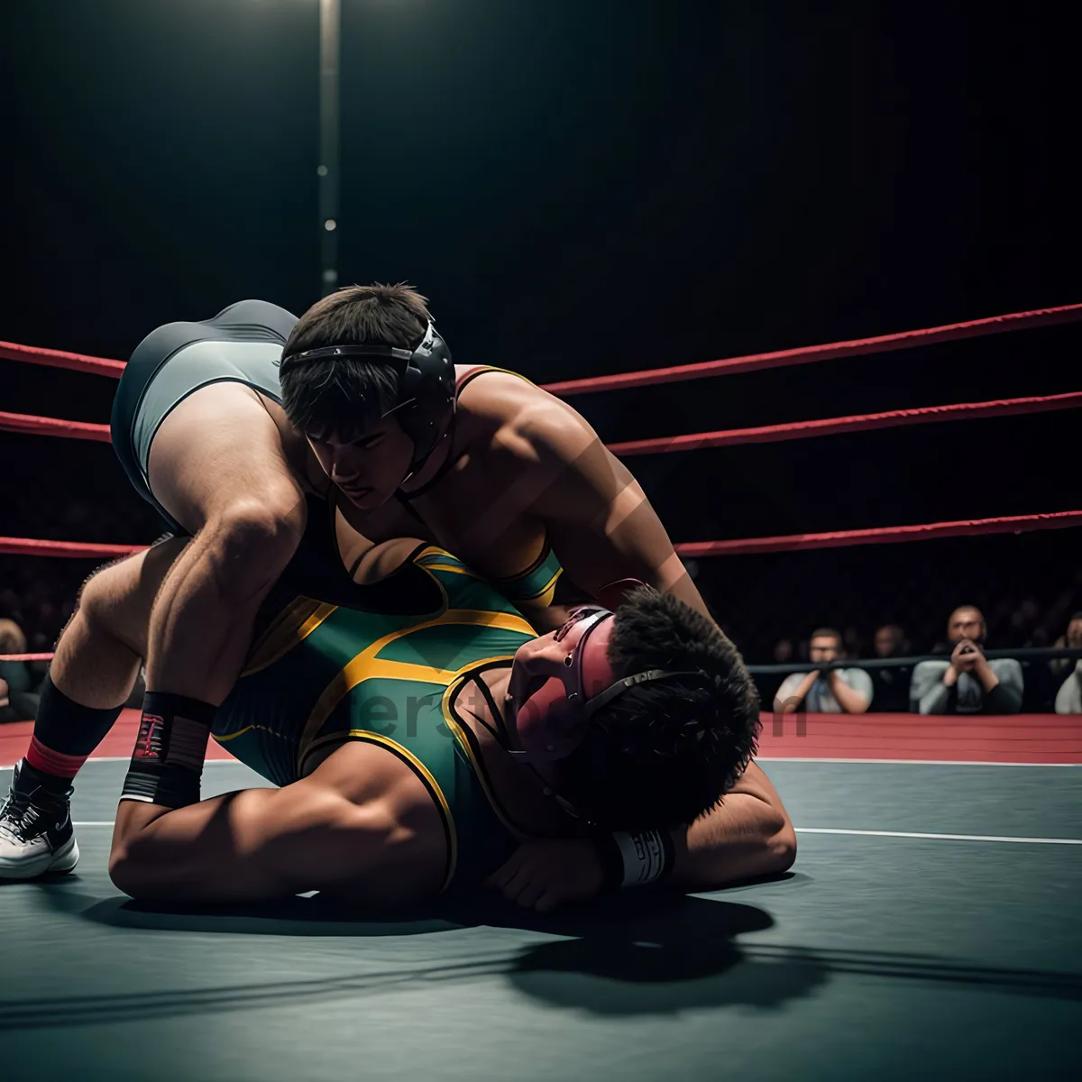 Picture of Fit Athlete on Wrestling Mat: Strong, Muscular and Attractive