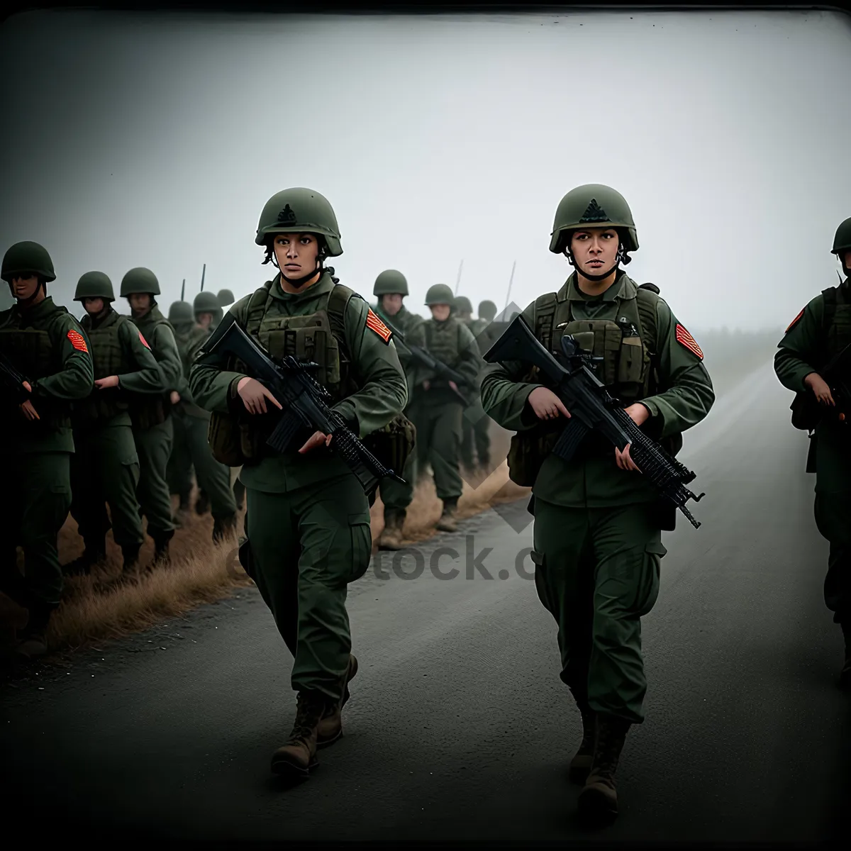 Picture of Military Group in Uniform with Guns