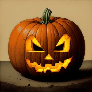 Spooky Pumpkin Lantern at Halloween Night