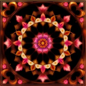 Colorful Kaleidoscope of Abstract Fractal Flower Shapes