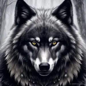Fierce Eyes of a Majestic Timber Wolf
