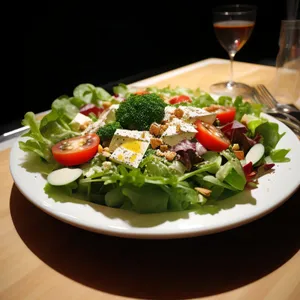 Healthy Gourmet Salad with Fresh Vegetables and Cheese