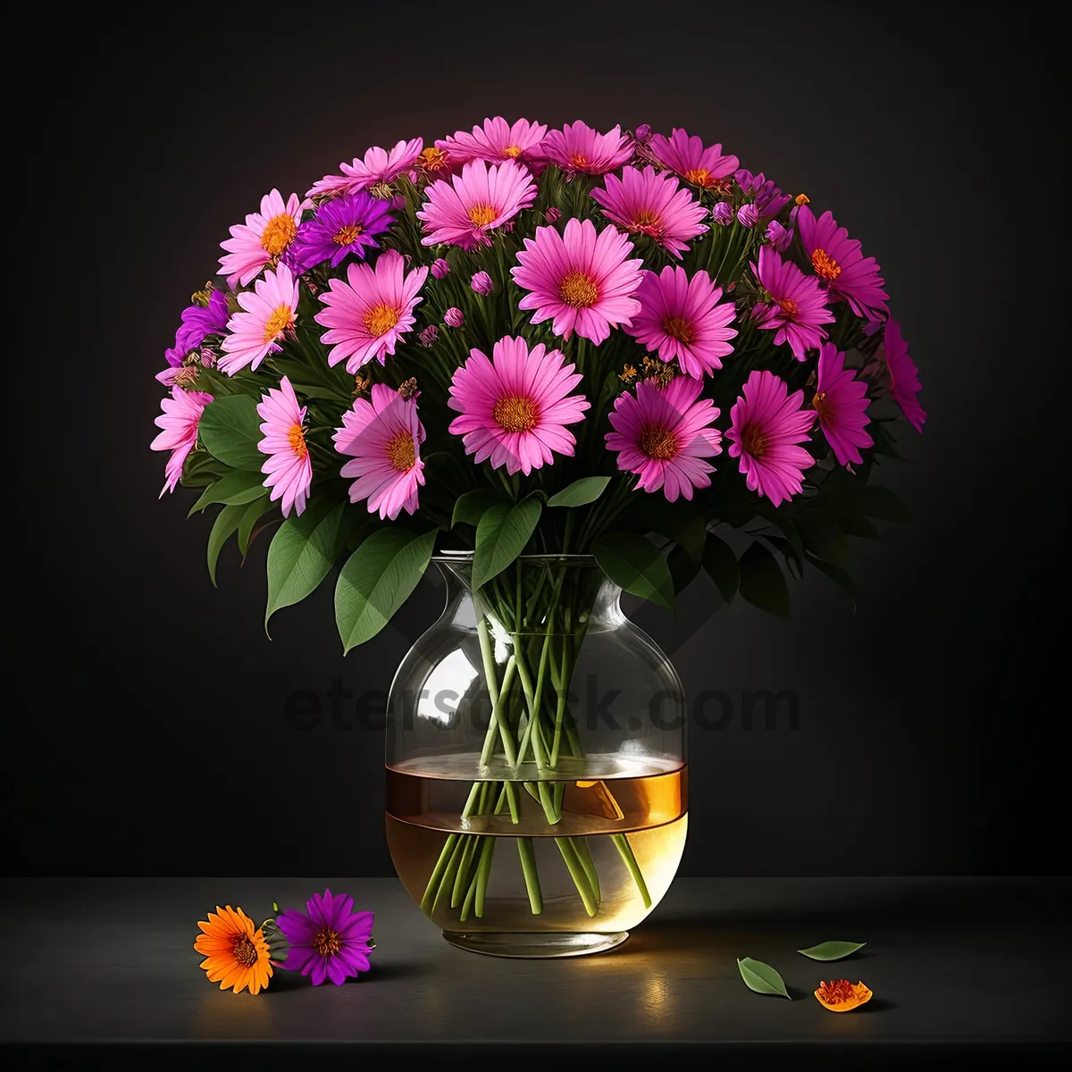 Picture of Colorful Floral Bouquet in Pink Vase