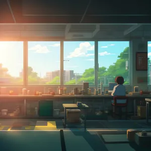 Modern office furniture in a well-lit room.