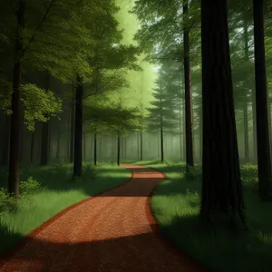 Scenic Forest Landscape with Path and Trees