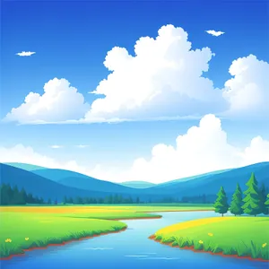 Serene Rural Summer Landscape with Rolling Hills