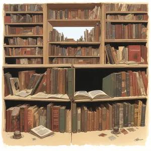 Library-inspired Furnishing: Stack of Books on Bookshelf