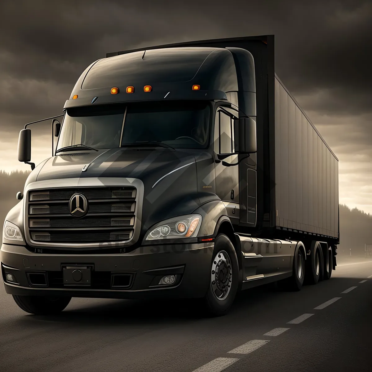 Picture of High-speed cargo transport on busy highway