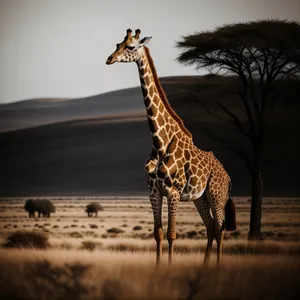 Majestic Giraffe in South African Savanna
