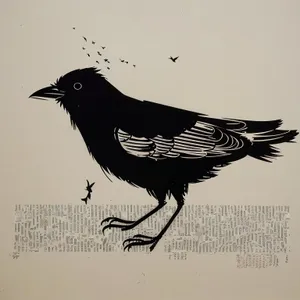 Majestic Black Game Bird with Feathered Beak
