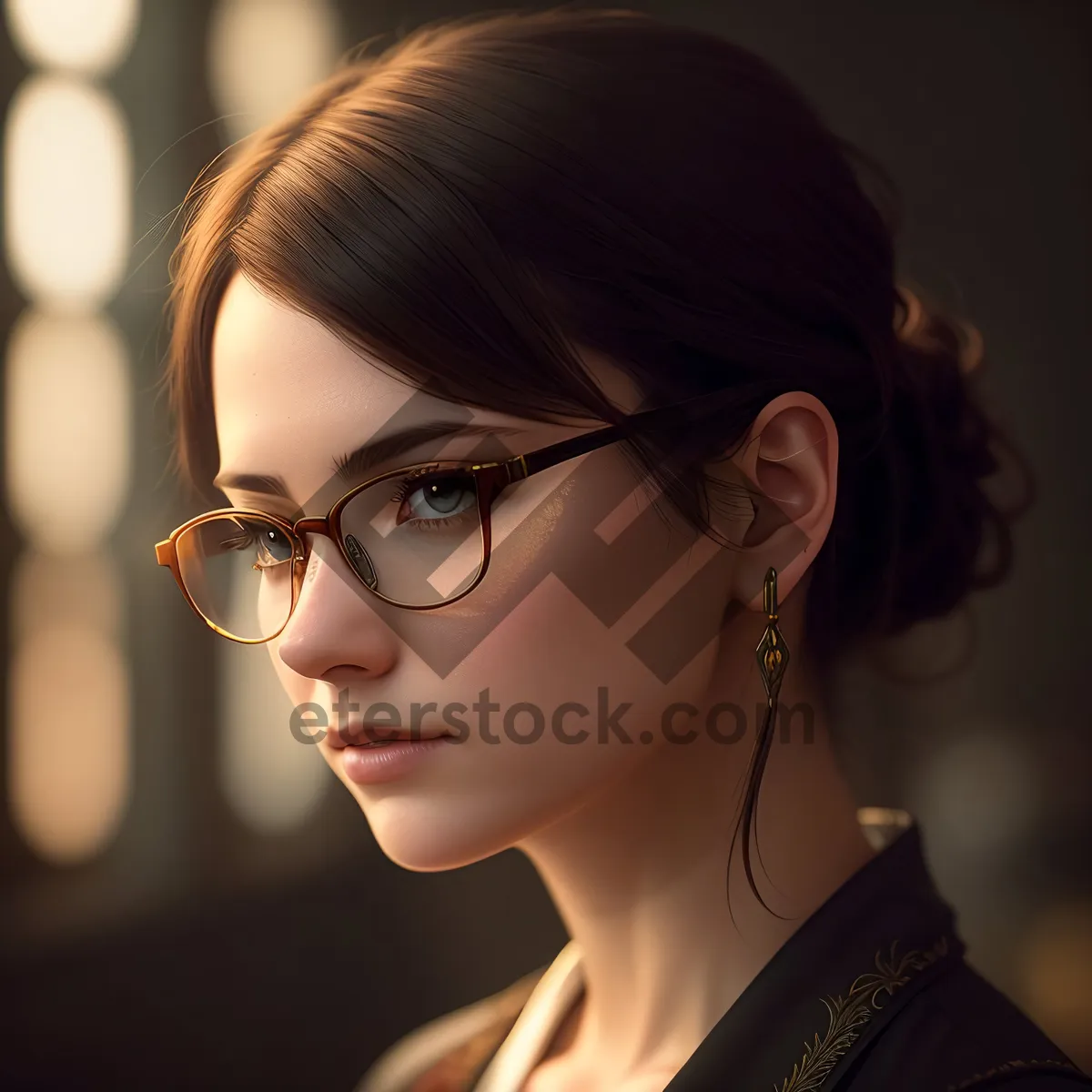 Picture of Stunning brunette model with captivating gaze and stylish sunglasses