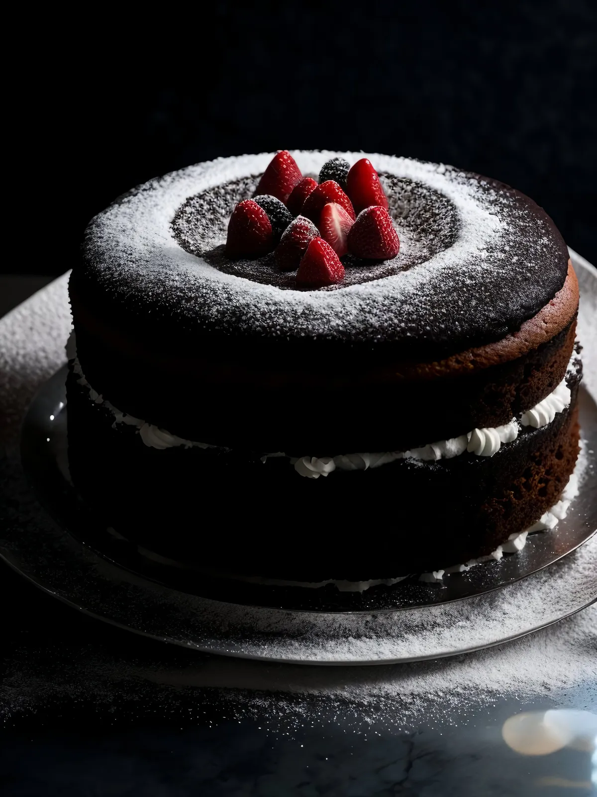 Picture of Delectable Japanese Chocolate Berry Cake with Fresh Cream