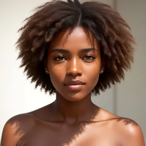 Seductive Afro-haired beauty with captivating eyes