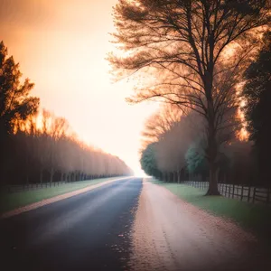 Sunset Drive Along Scenic Country Highway