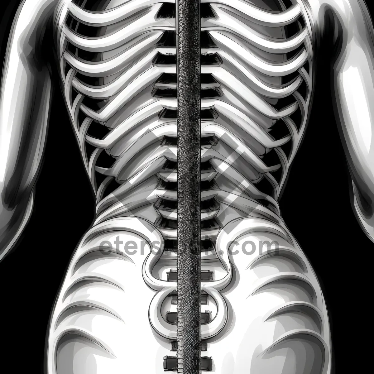 Picture of Transparent X-ray of human skeleton - 3D medical graphic.