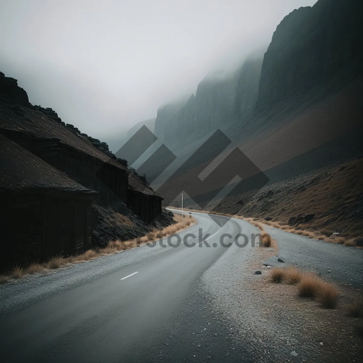 Picture of Majestic Mountainous Landscape: Road to Tranquility