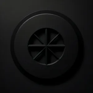 Shiny Black Round Button Icon with Metallic Rim