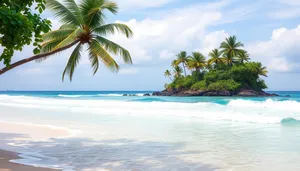 Tropical Beach Paradise with Calm Seas and Palm Trees