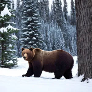 Wild Elephant Amidst Snow in National Park