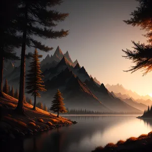 Splendid Sunset Over Majestic Mountain Lake
