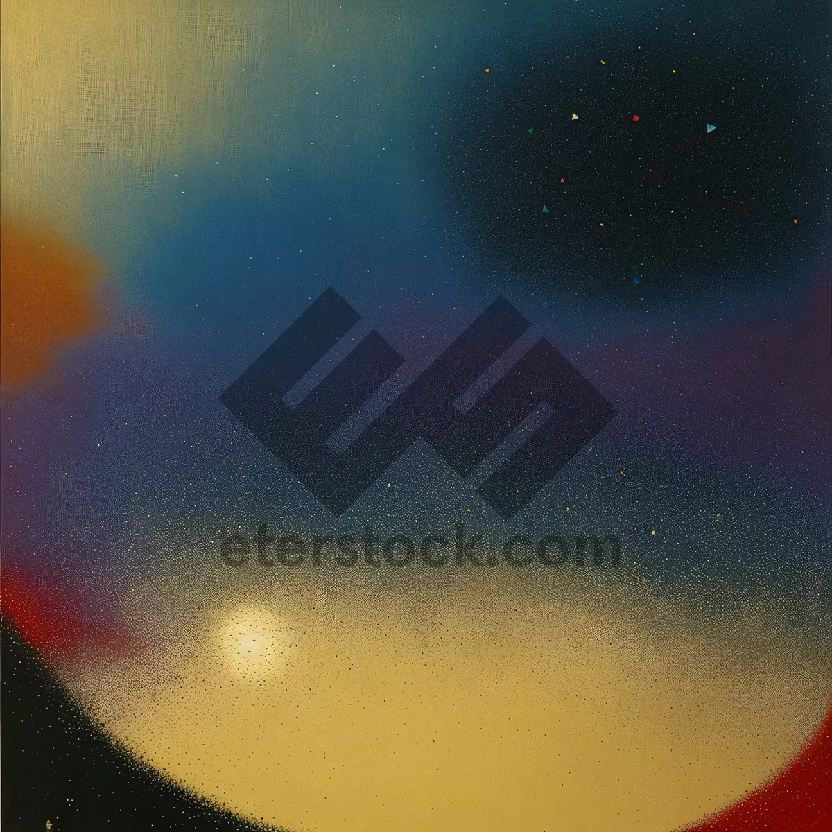 Picture of Dark Cosmic Bowl of Stars and Planets