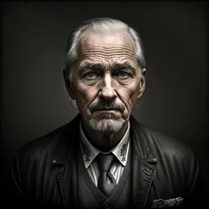 Elderly businessman with serious expression