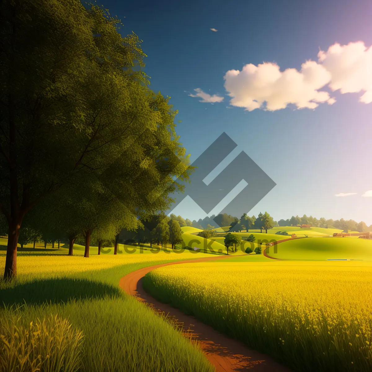 Picture of Vibrant meadow under clear blue skies