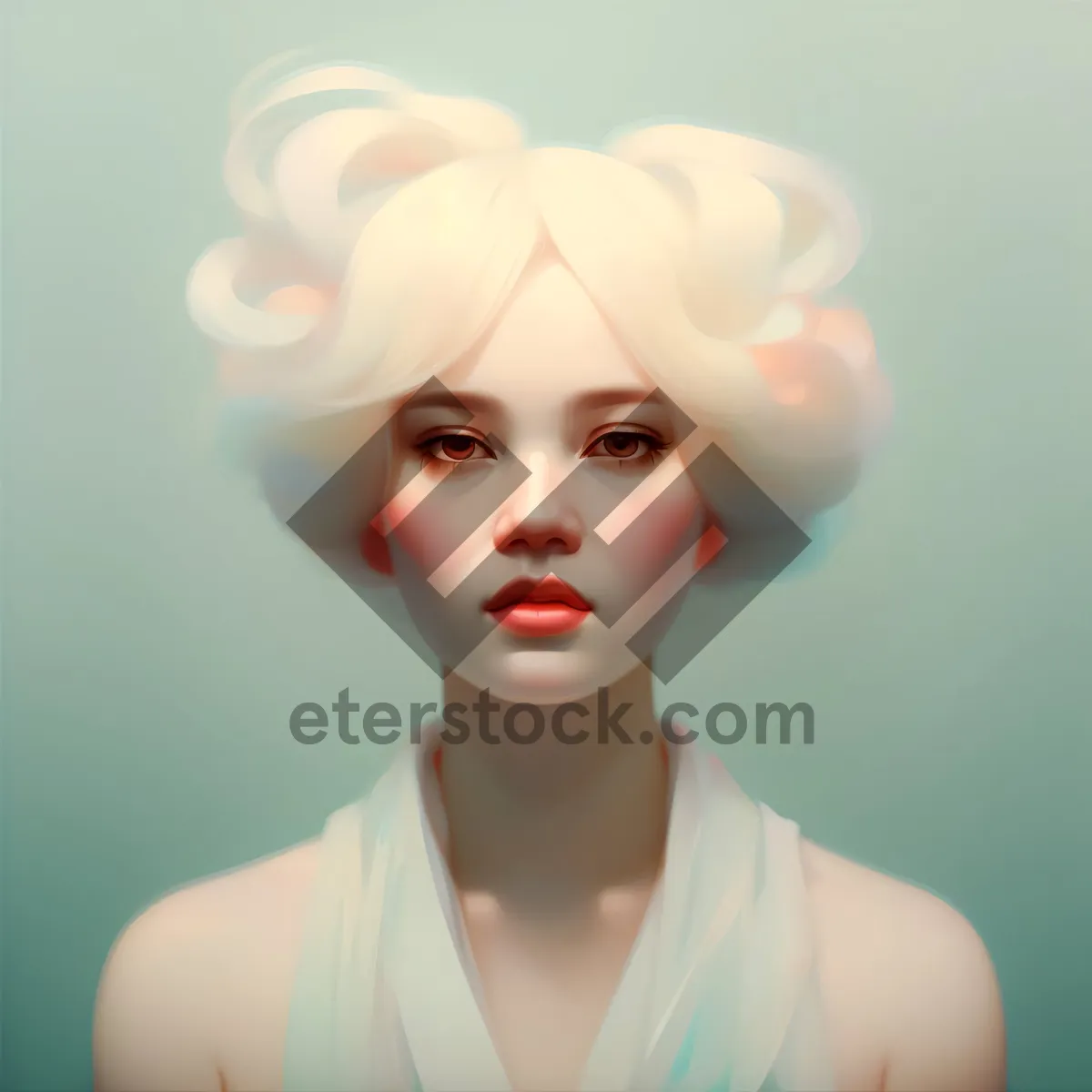 Picture of Portrait of a cute and pretty cartoon model lady.