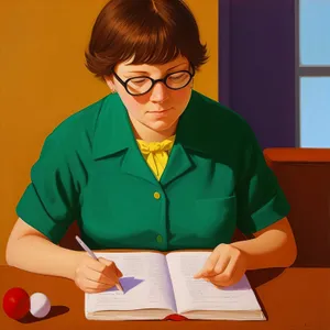 Happy professional adult at office