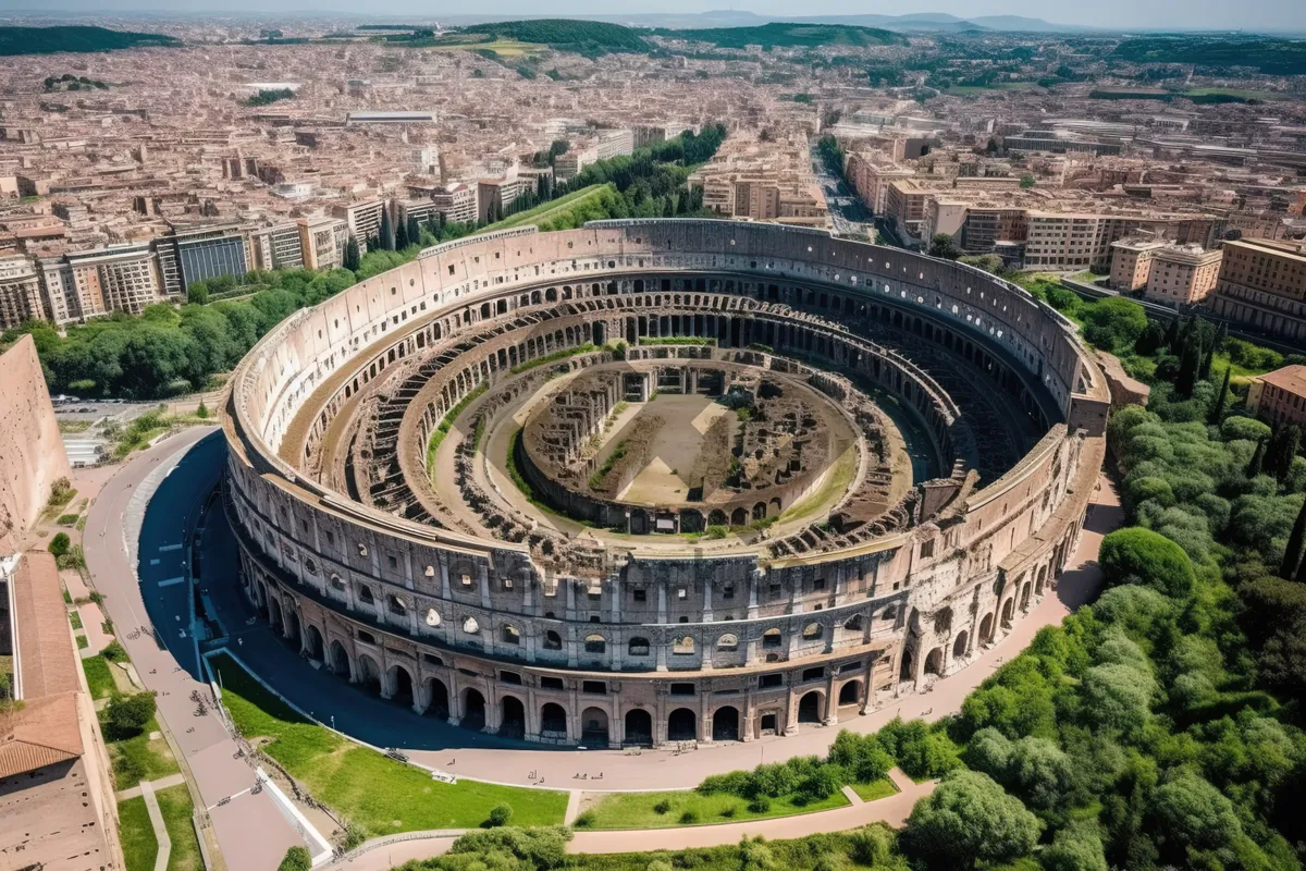 Picture of Ancient Roman Sundial in City Center Landmark