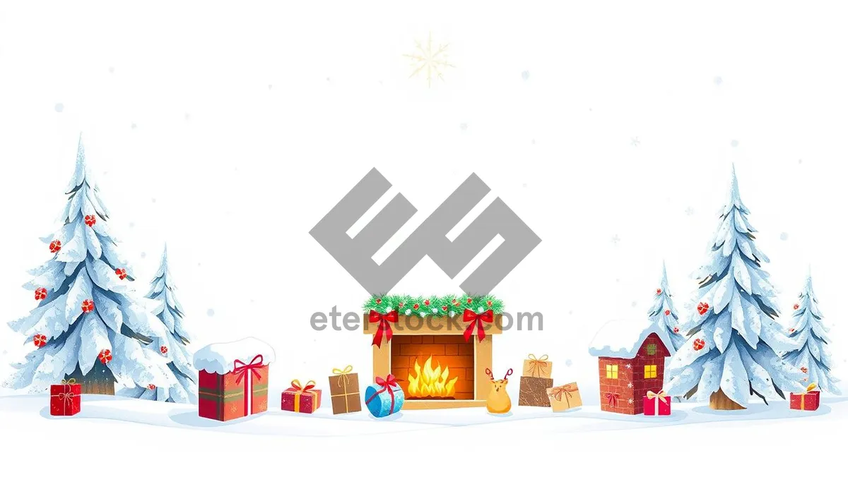 Picture of Snow-covered fire station in a holiday setting