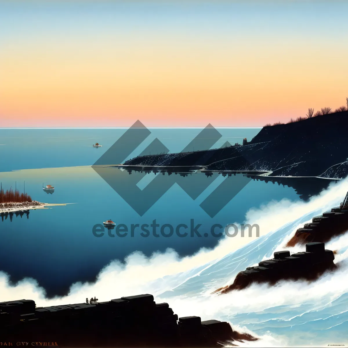 Picture of Serene Sunset over Ocean Waves