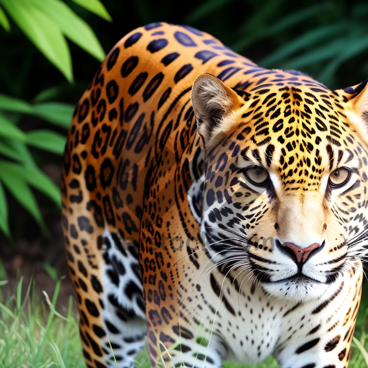 Picture of Fierce Jaguar Staring with Powerful Stripes